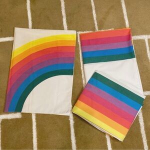 VTG 80s Wamsutta Rainbow Stripe Twin Sheet Set, Stranger Things, Pride